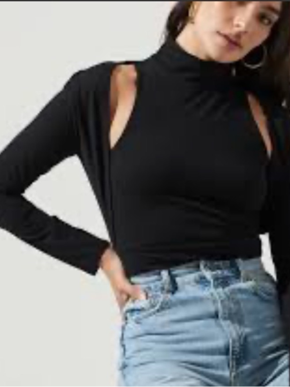 Astr The Label Black Mock Neck Tank With Shrug Attached